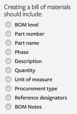 bill of materials essenses